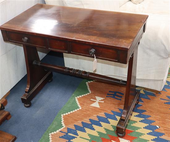 A Regency mahogany two drawer side table, stamped Wilkinson W.86cm